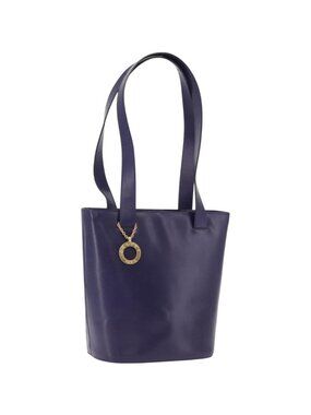 CELINE Circle Shoulder Bag Leather Purple Gold